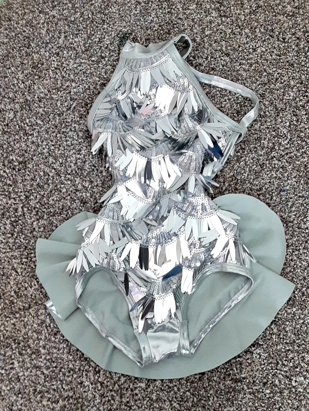 Weissman Girls Silver Dance Costume Size IC